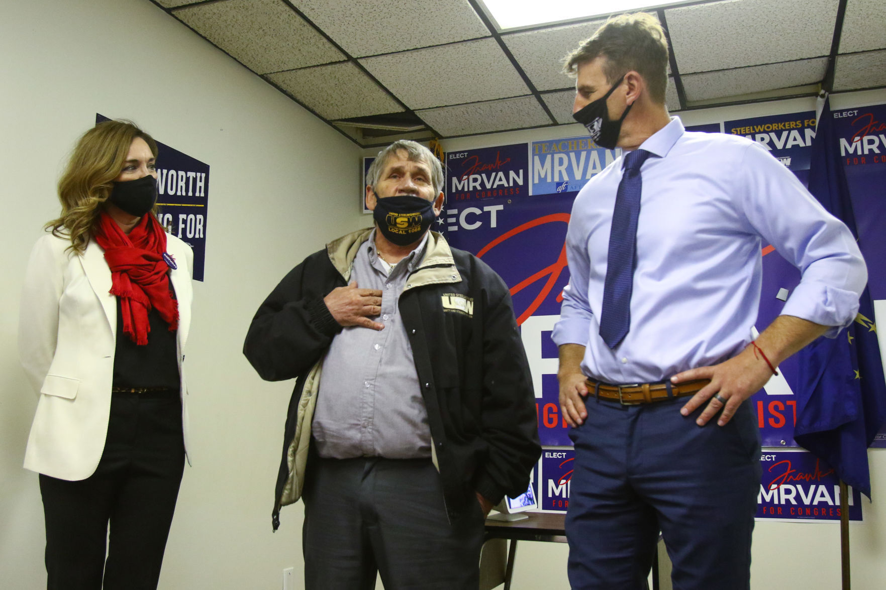 Frank Mrvan visits headquarters on Election Night